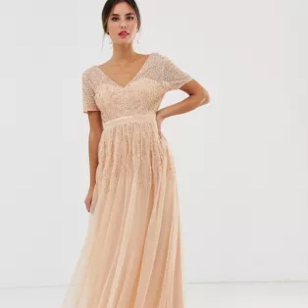 NWT Soft Peach Bridesmaid, Prom Dress